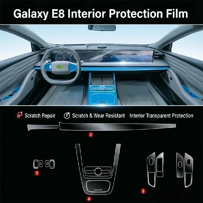 For 25 models of Geely Galaxy E8 interior transparent protective film anti-scratch gear shift screen modification car film