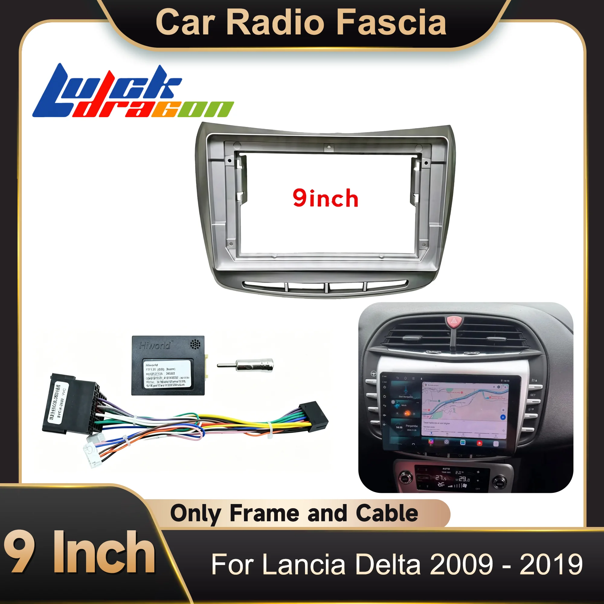 

2Din 9inch Car Stereo Radio Fascias Frame Lancia Delta 2009 - 2019 Carplay Android Panel 16PIN Wiring Harness CANBUS Decoder
