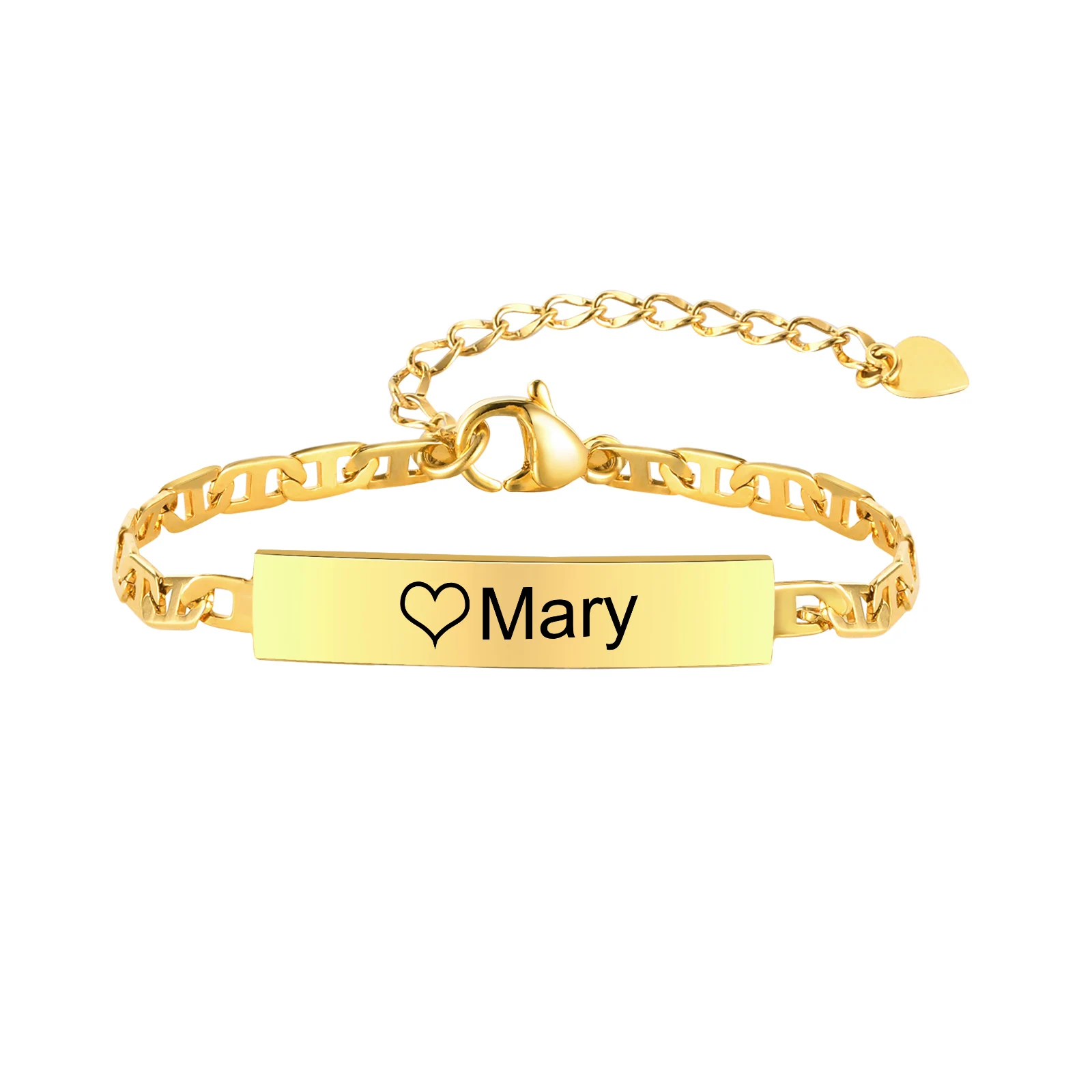 Personalize Name Date ID Bracelet Anti Allergy Stainless Steel for Girls Boys Chain Link Custom Family Love Gifts