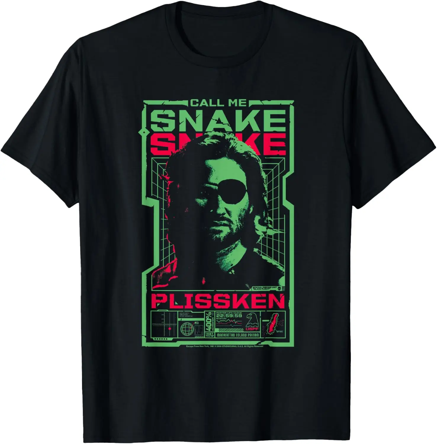 Escape From New York Call Me Snake Plissken Kurt Russell T-Shirt 100% Cotton Trendy Y2K Short-Sleeve Tee-Soft, Quick-Drying,