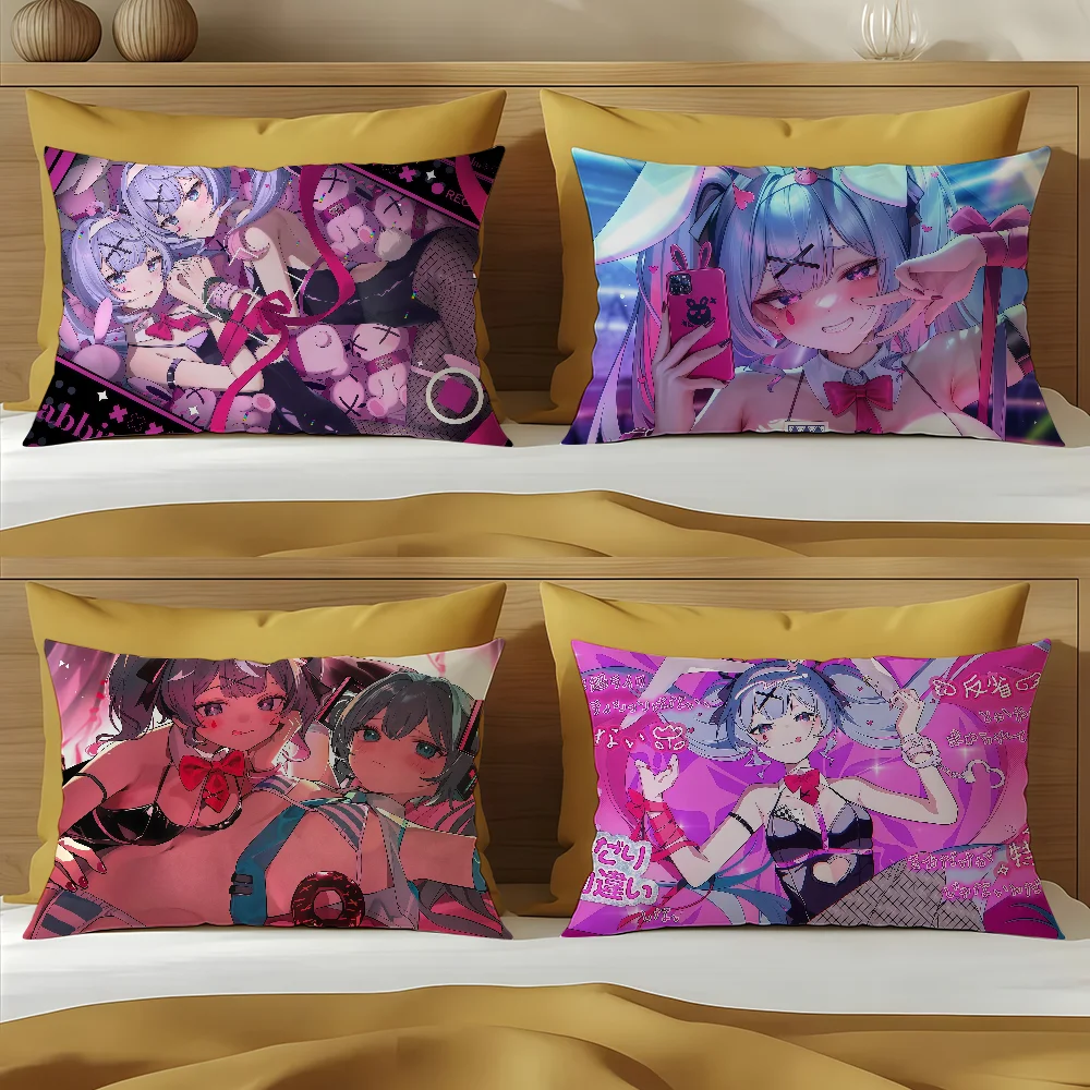 Cute Kawaii Rabbit Hole M-Miku q cushion cover Hit product Sofa living Room Office Rectangle Pillow Home Coffee Shop Bedding - view 2