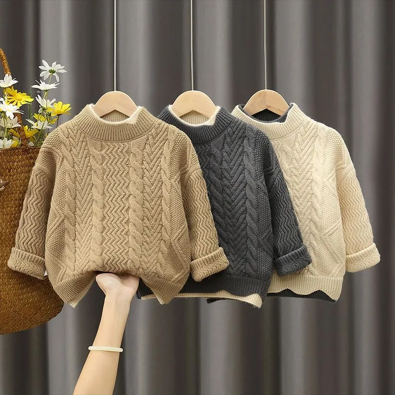 

4-10 Years Boys' Sweater Autumn And Winter New Fashion Warm Children's Sweater Cute Baby Jumper Kids Knitted Base Shirt
