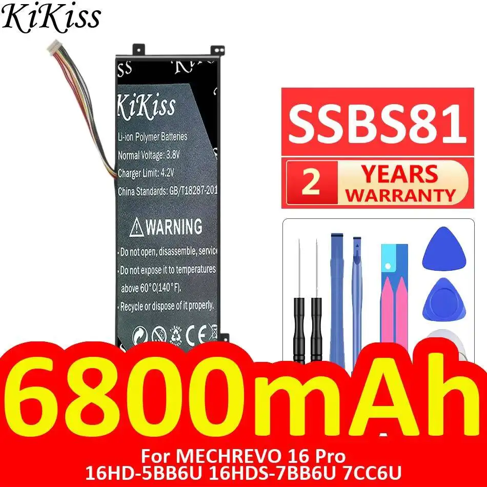 6800mAh For Mechrevo 16 Pro 16HD-5BB6U 16HDS-7BB6U 7CC6U SSBS81 Laptop Battery High-Capacity