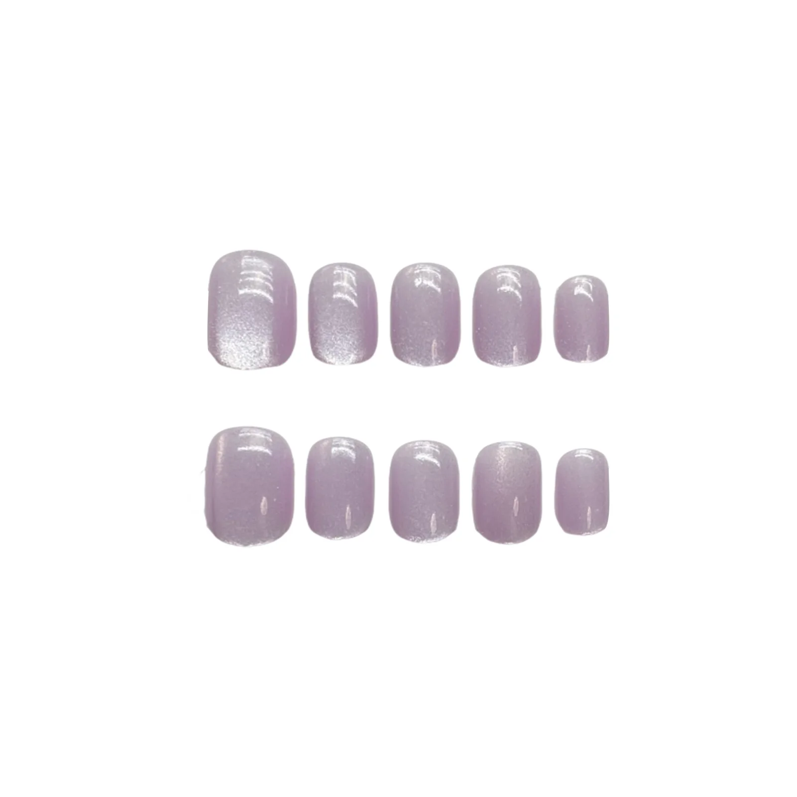 Puntas de uñas postizas de ojo de gato brillante, hechas a mano, púrpura, cortas, redondas, a presión, simples, parches de uñas falsas, manicura usable, moda