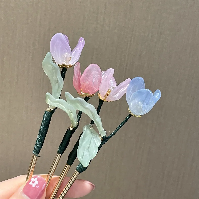 Tulip Hairpin, Ancient Style Hair Accessory for Bun Hairstyle, Hairpin.