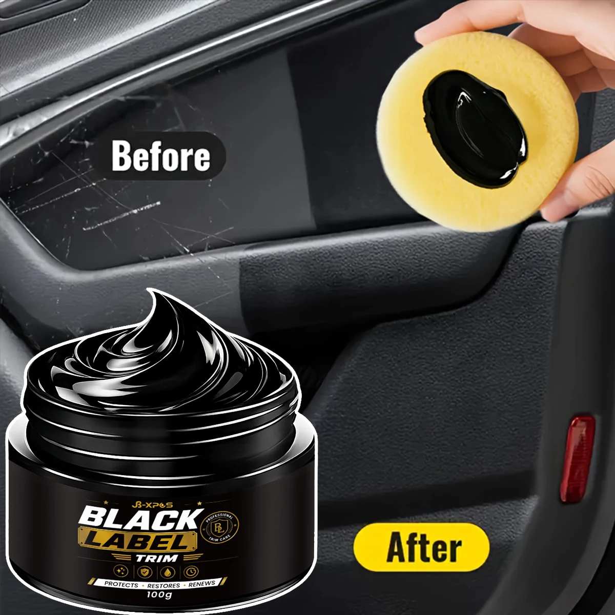 Car Plastic Restorer Deep Black Color Locking Trim Coating Waterproof UV Blocking High-Gloss Polish Anti-Fade LongLasting YT2041