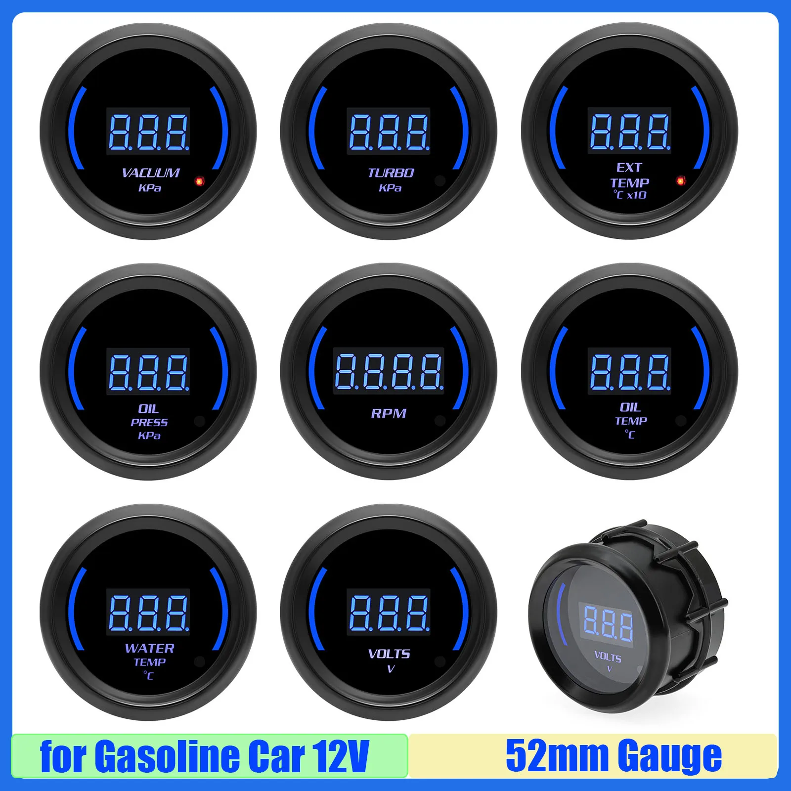 

MAIMEIMI Smoke Len 52mm Gauge Digital Tachometer Water/Oil Temperature Gauge Oil Press Vacuum EXT Temp Meter Voltage Optional