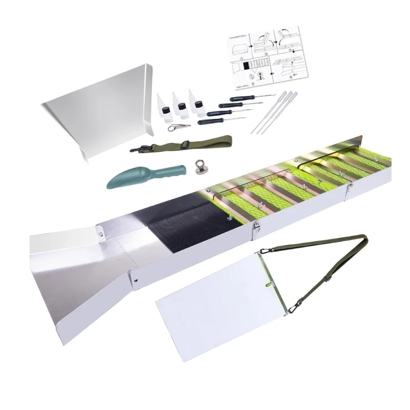 Manual completo prospección oro Pleagado aluminio Sluice Box Tool herramientas minería Conjunto D2RD