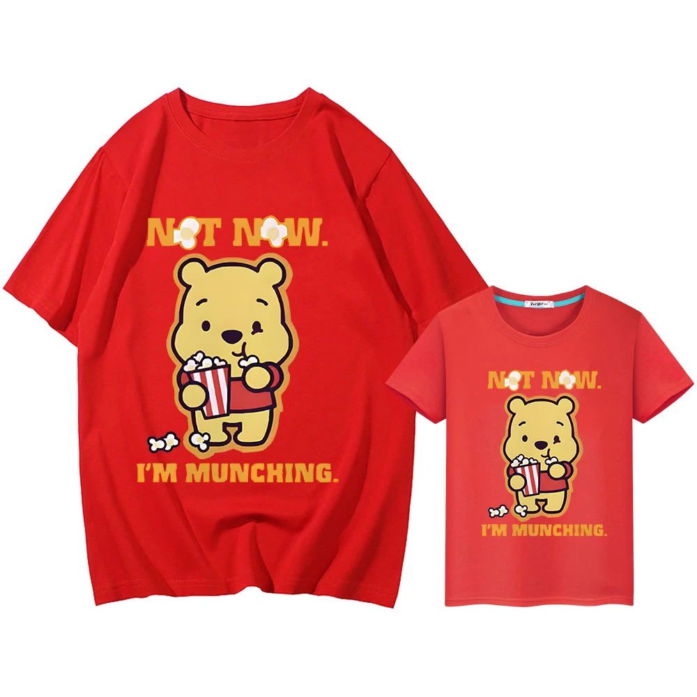 

Disney Pooh Bear Print 100%Cotton t shirt for kids Kawaii Men women Tops girls anime Short y2k mother daughter matching clothes