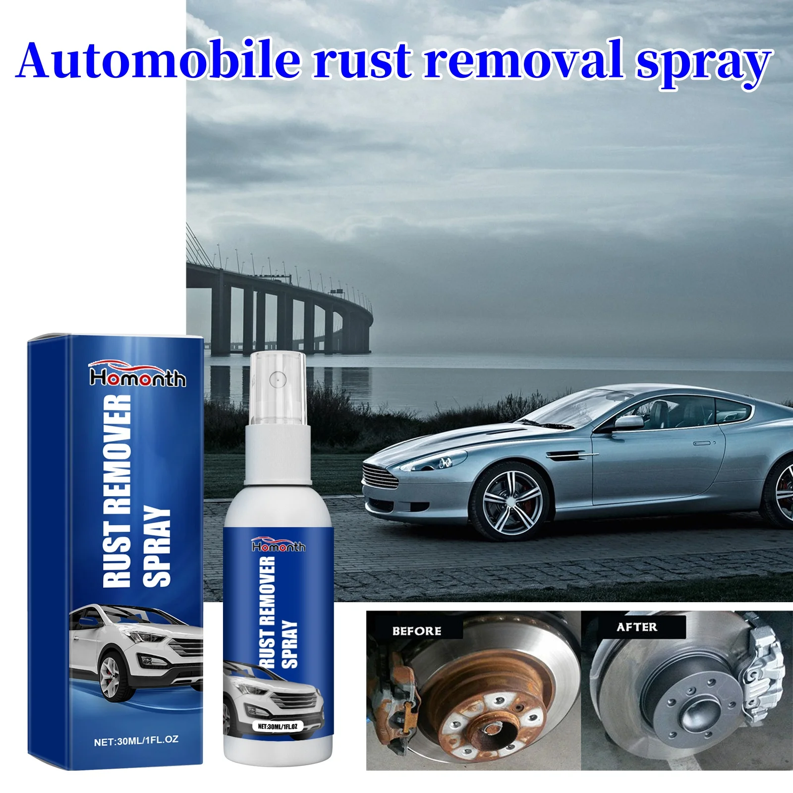 

Homonth 30ml Car Rust Remover Spray,Maintenance Agent Cleani Derusting Spray ,Cleaner Metal Rust Remover Tool