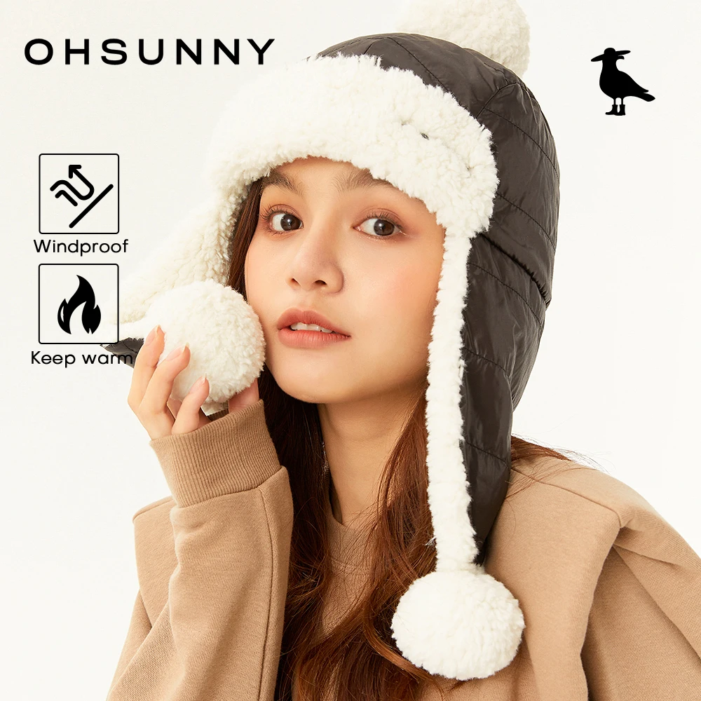 

Ohsunny женские шапки-бомберы для девочек, зимняя теплая шапка плюс флисовые шапки, утепленные наушники, ветрозащитные морозостойкие шапочки для катания на лыжах