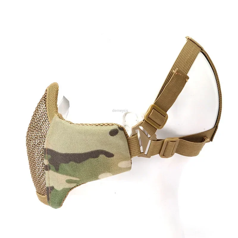 Half Face Metal Steel Airsoft Mask Hunting Tactical Net Mesh Mask for CS Protective Halloween Party