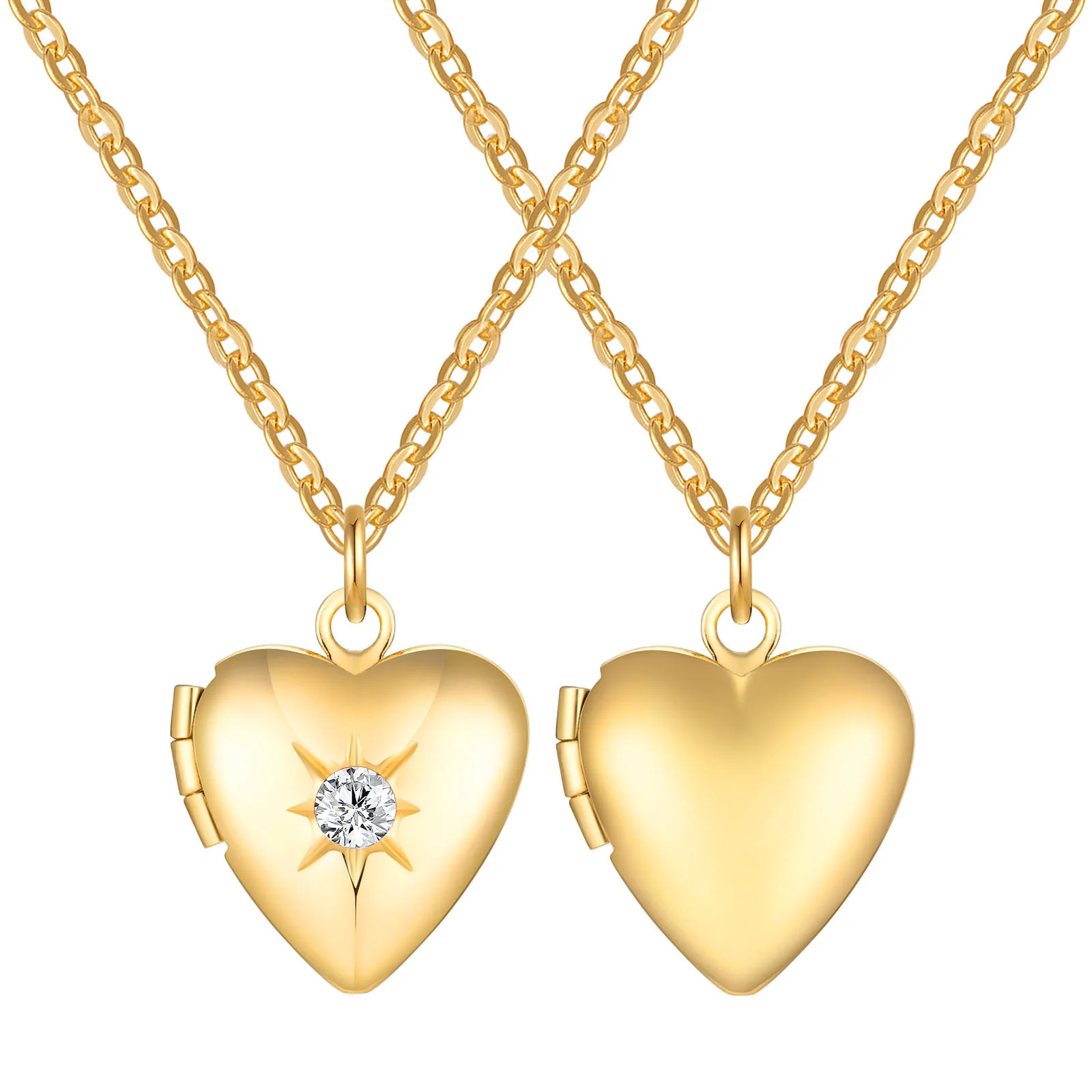 

Women's Locked Heart Necklace Pendant, Cubic Zirconia Inlay Stainless Steel Love Shape, Not Fade Openable Jewelry