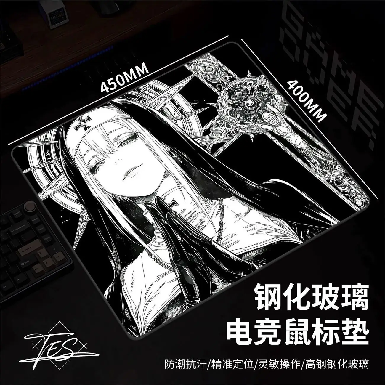 Glass Anime Mouse Pad Glass Mouse Pad Gaming Pad Smooth Frosted Surface Waterproof Desk Tempered Multiple 45x40 Size Optional