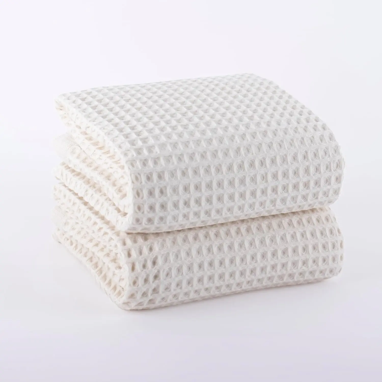 Waffle Bath Towels for Bathroom, Premium 100% Turkish Organic Cotton, 32x63 Inches, Pack of 2 (Natural Beige)