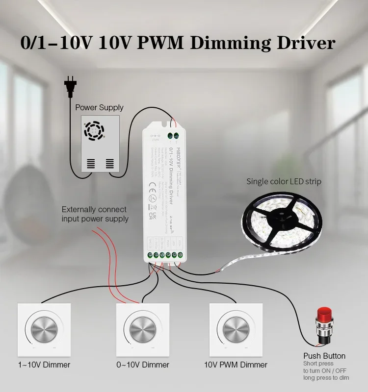 LS4 0/1~10V Dimming Driver Support 0~10V,1~10V,10V PWM dimming panel or push button dimming