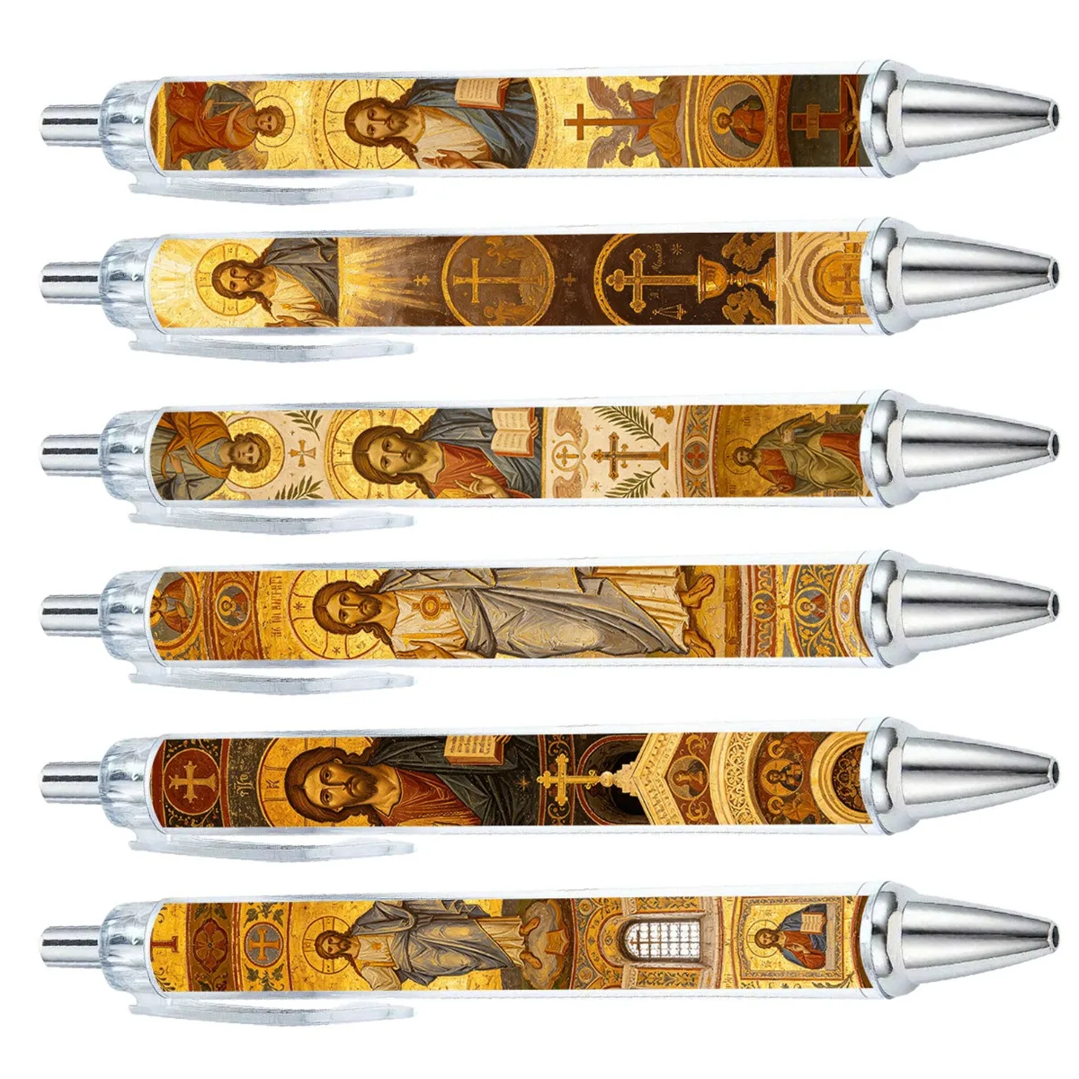 6-Pack Jesus Wall Art Christian-Themed Ballpoint Pens, Religious Easter Gifts for Office Supplies, Church Activities, and Daily