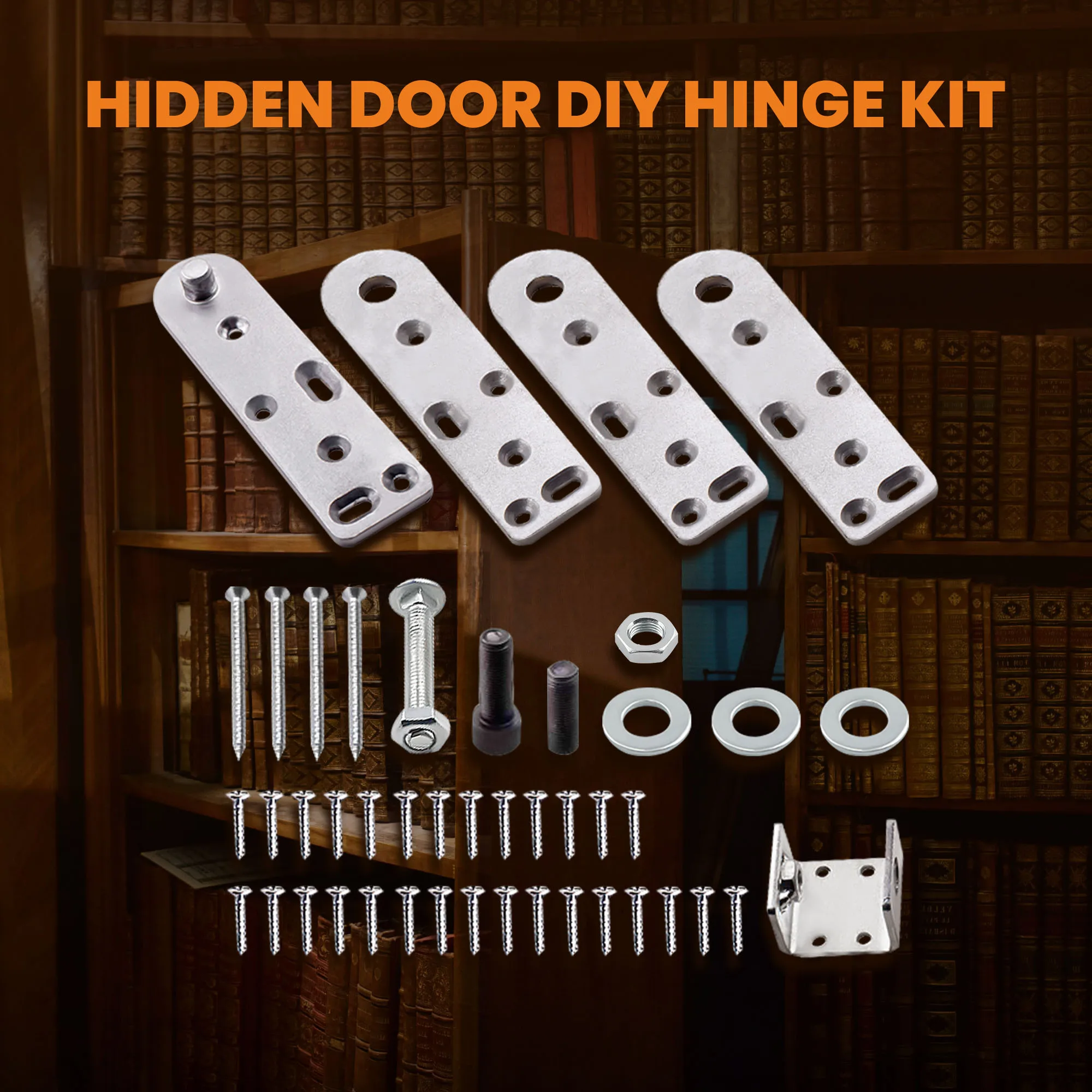 Heavy Duty 500 Ibs Invisible Door Hidden Secret Bookcase Door Pivot Hinge Kit