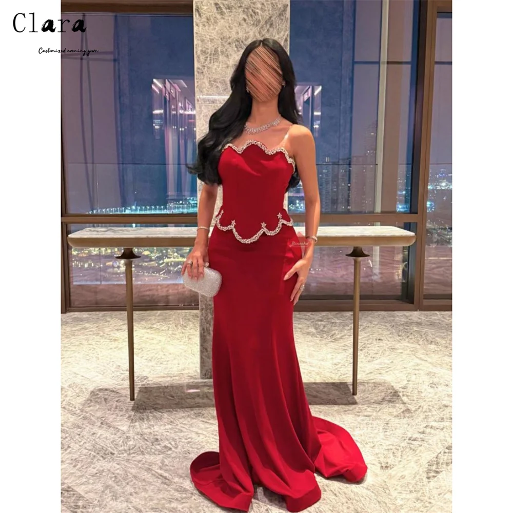 

Clara Custom Red Fishtail Rhinestone Shiny Women's Ball Gown Dresses 2025 Woman Luxury Evening Dress Formal & Evening Gowns Prom