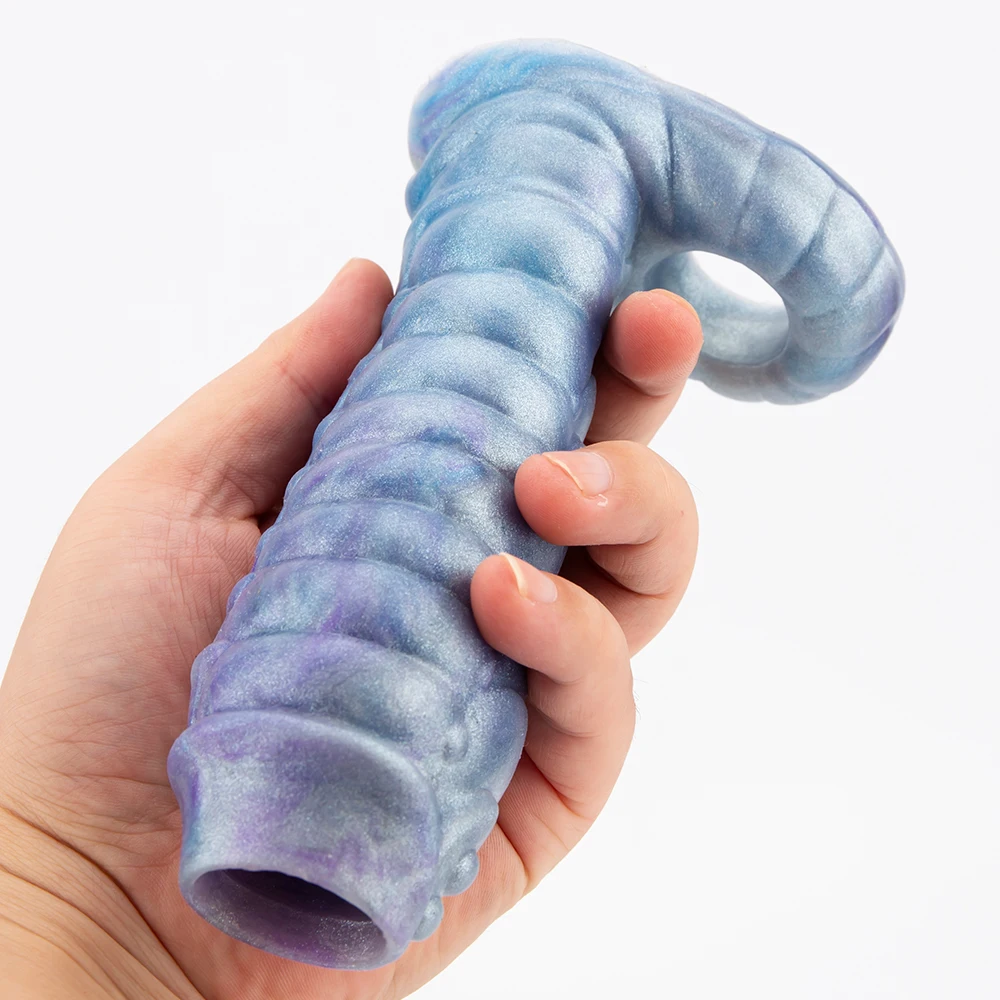 New Dragon Penis Sheath Male Cock Enlargement Mix Color Liquid Silicone Sleeve Sex Toys For Couples Wearable Hollow Animal Dildo