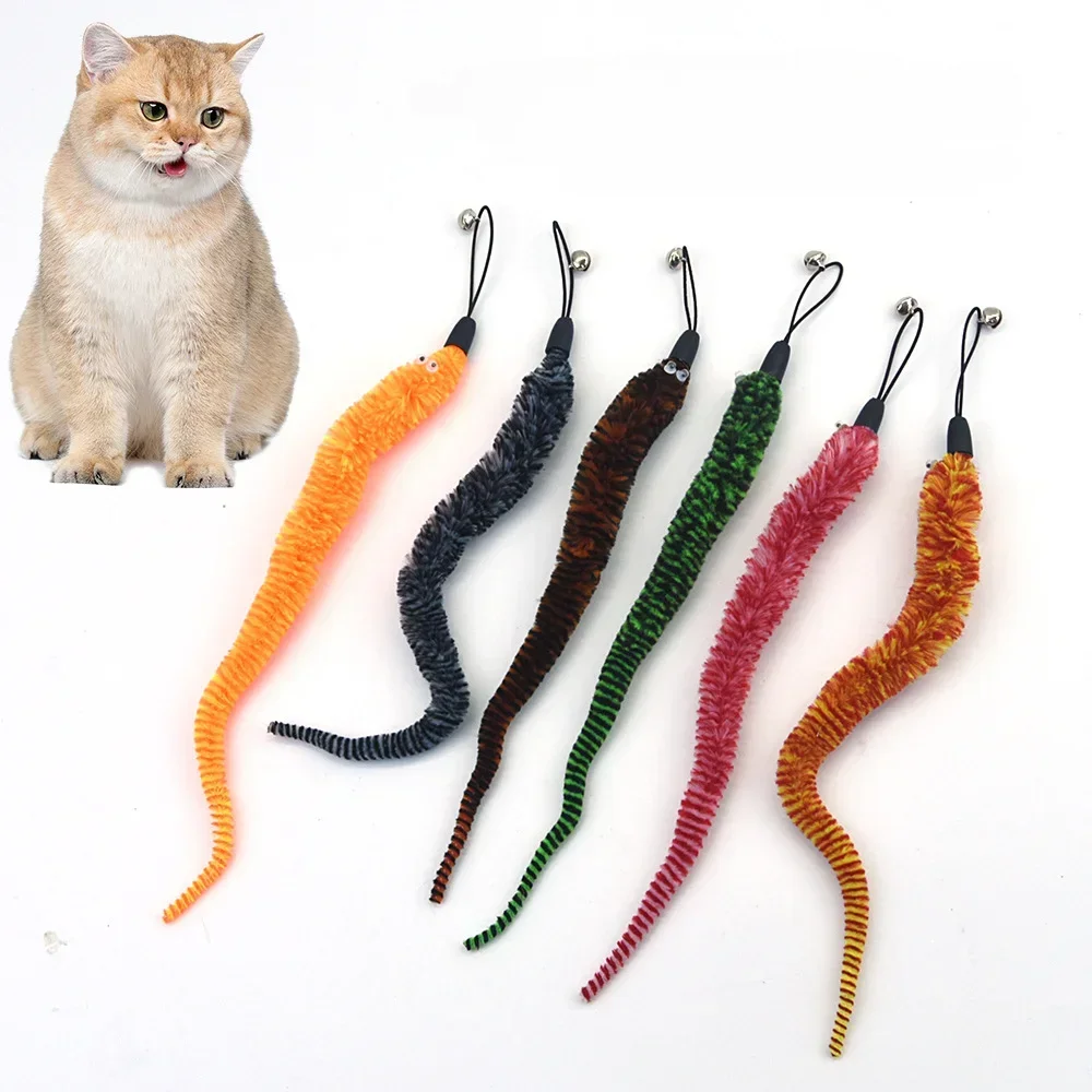 Interactive Cat Toy Accessories Worm Toy with Bell Replacement Training Kitten Toys Pet Products for Cats