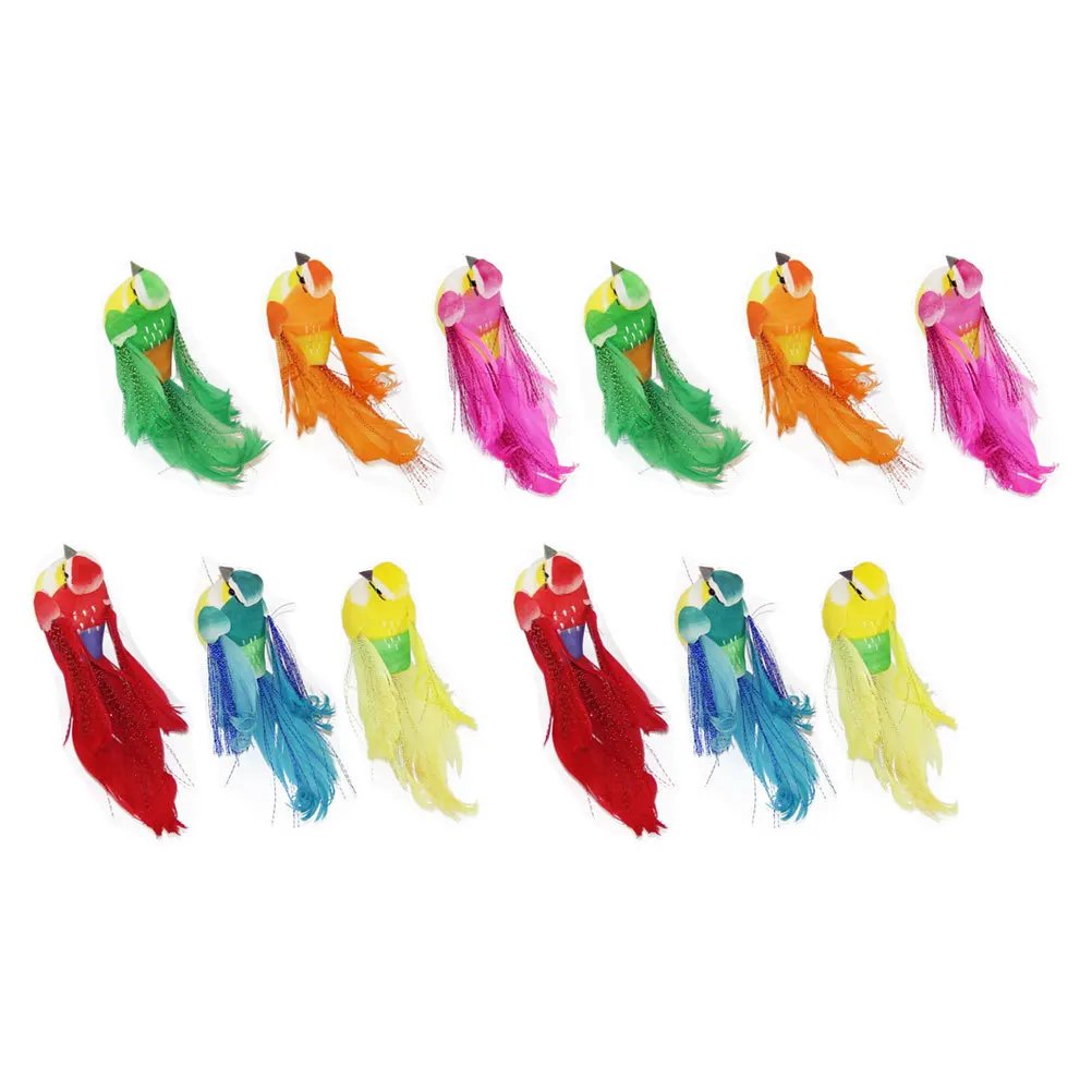 

12Pcs Simulation Birds Clip Decorative Garden Adorn Artificial Bird Ornament Realistic Tree Fence Plant Decor Outdoors