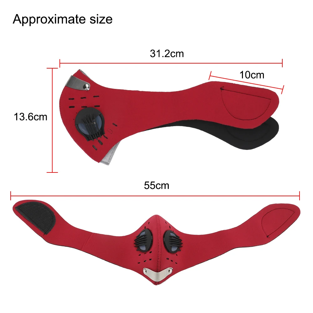 フィルター付きサイクリングマスク,活性炭,汚染防止,呼吸バルブ付き,保護マスク,1個