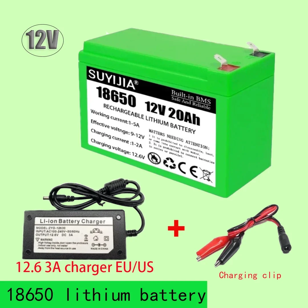 3S7P 12V  Rechargeable Lithium Battery Pack 18650 Battery Electric Vehicle Solar Battery Electric Lighting 12V 3A Charger EU/US