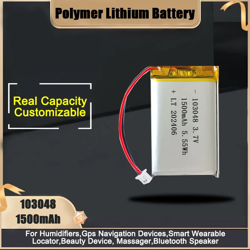 103048 Lipo Batteries Pack 1500mAh 3.7V Polymer Lithium Battery For GPS Humidifiers Smart Wearable Locator Bluetooth Speaker