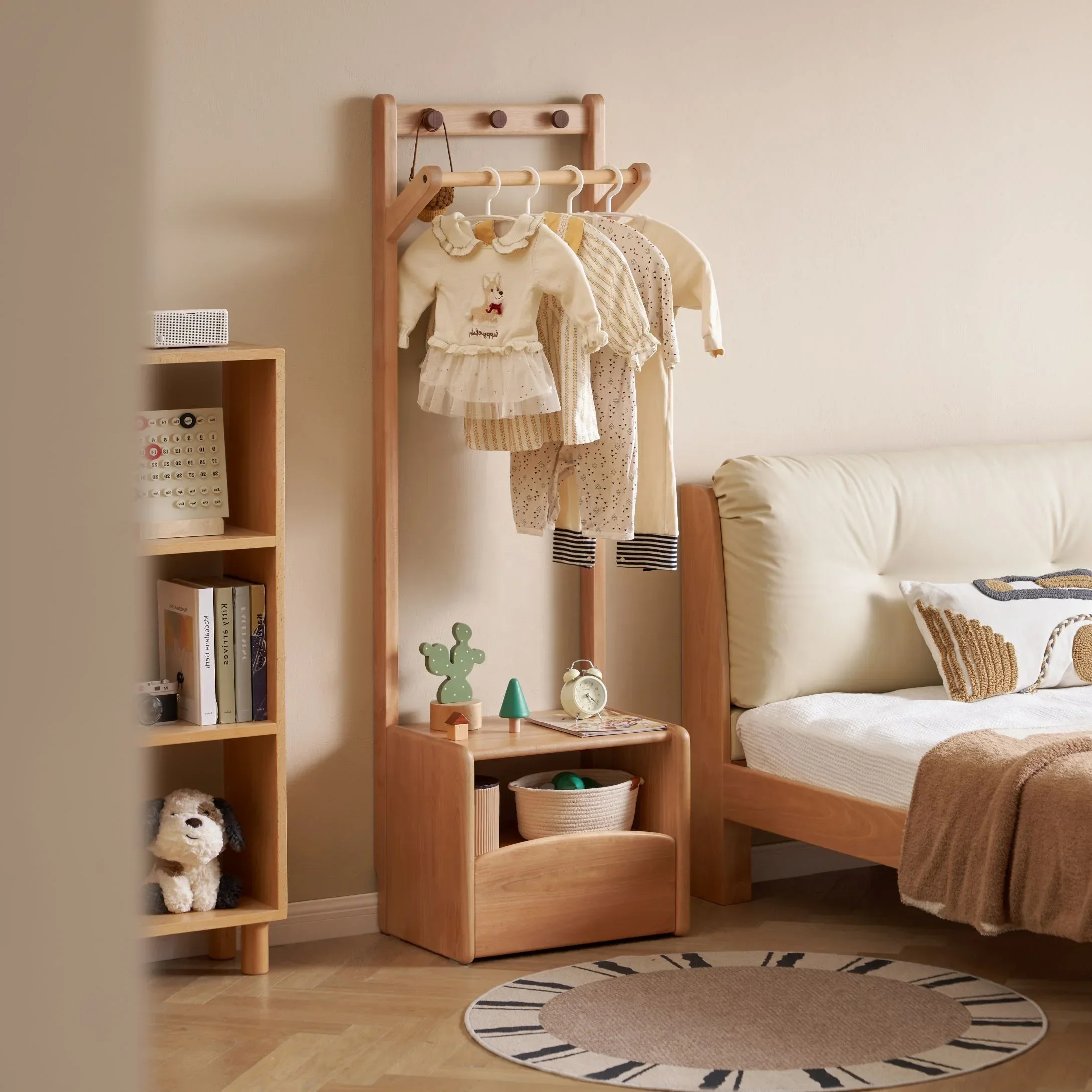 

Wooden hanger for storage in bedrooms or entryways