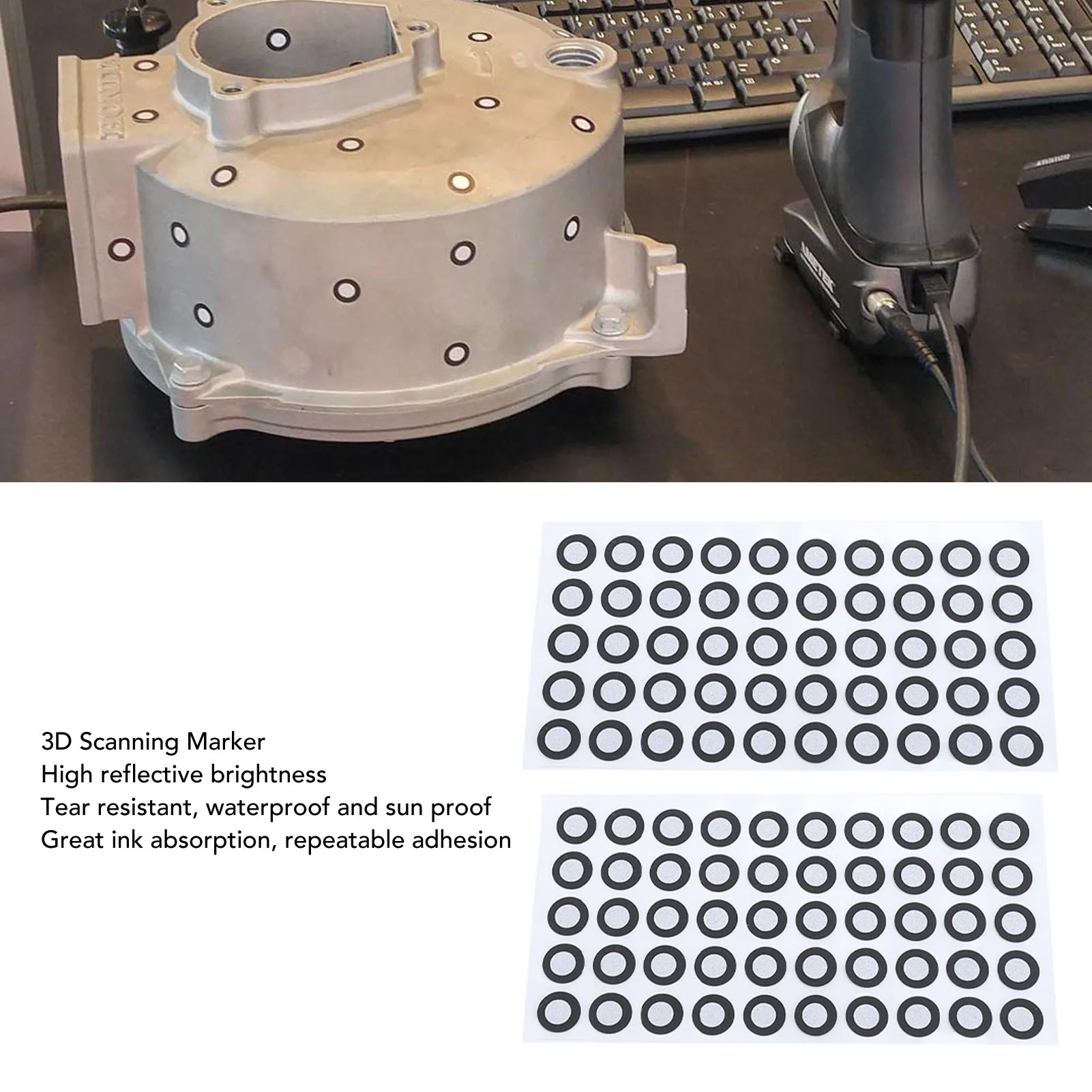 500 Points 3D scanning mark points Hand-held 3D scanner reflects the target point inside 6 outside 10mm Super reflective