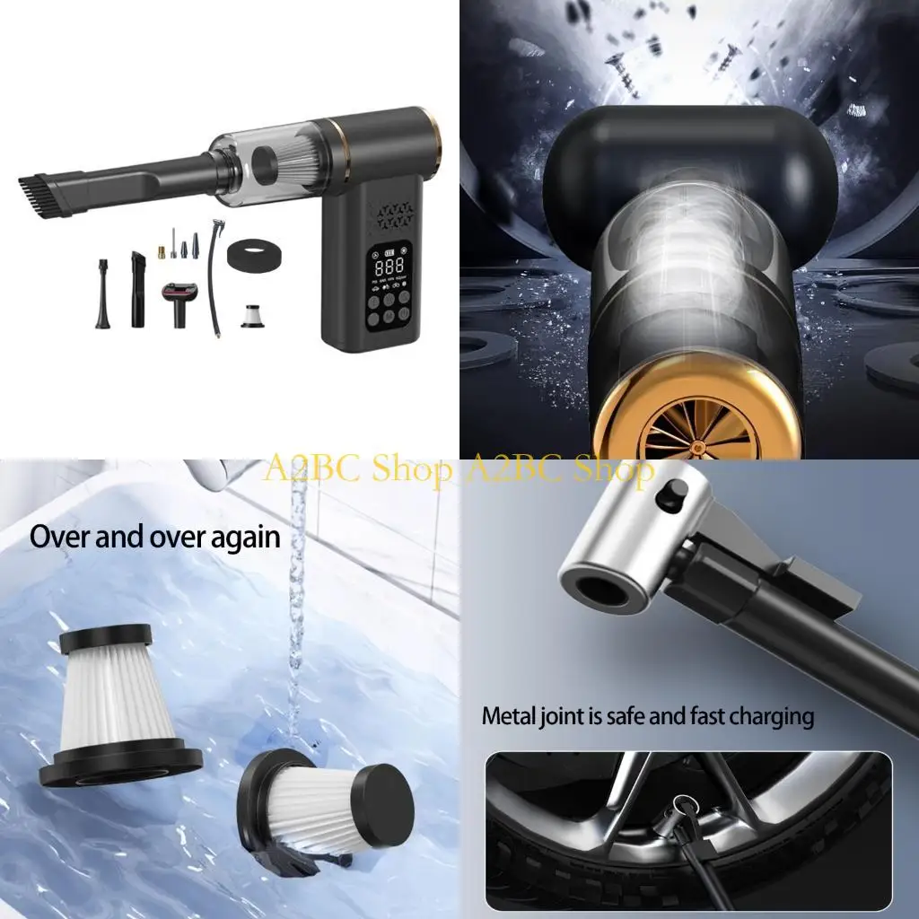 A2BC Purpose Car Vacuum and Tire with Digital Display Cordless Portable for Accurate Inflation and Cleaning