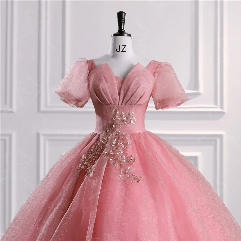 2022 New Vestidos Sweet Quinceanera Dresses Party Dress Elegant Short Sleeve V-neck Ball Gown Luxury Prom Dress Robe De Bal