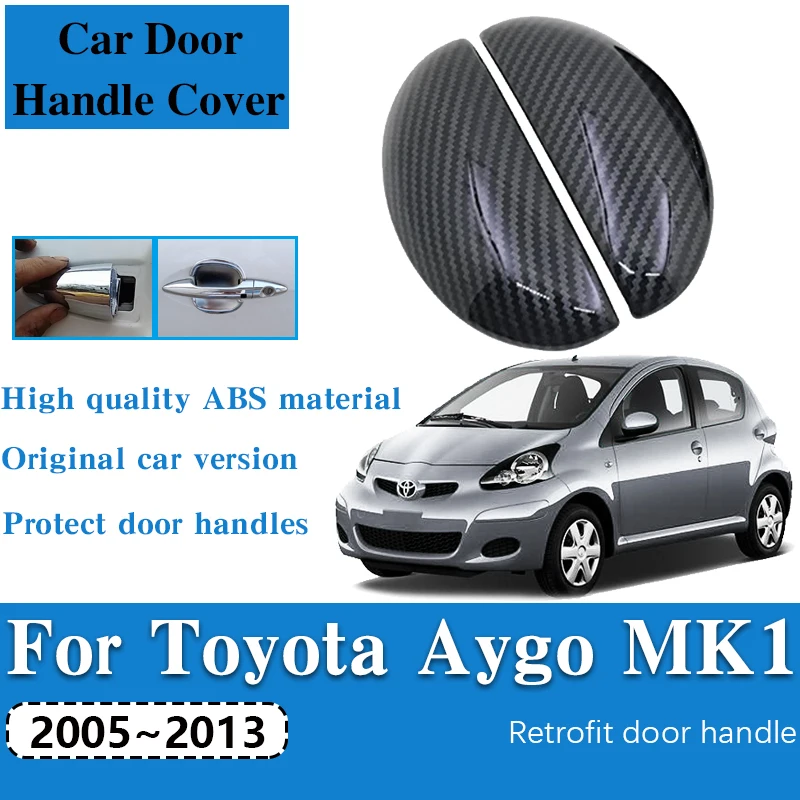 Car Luxurious Black Carbon Door Handle Cover For Toyota Aygo MK1 2005 2006 2007 2008 2009~2013 Anti-dirty Sticker Car Accesories