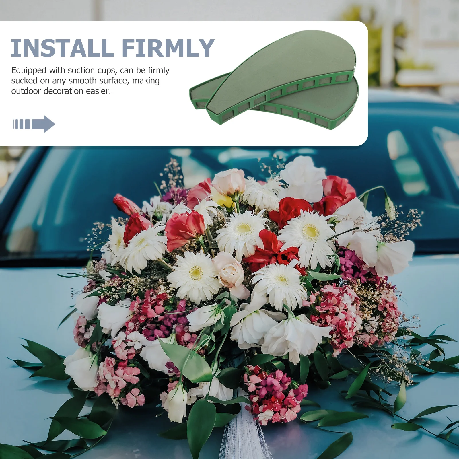 2 stks Auto Front Bloem Lade Halve Maan Zuignap Mount Bruiloft Decor Floral Foam Blokken Voor Verse Kunstbloemen Vervangbaar
