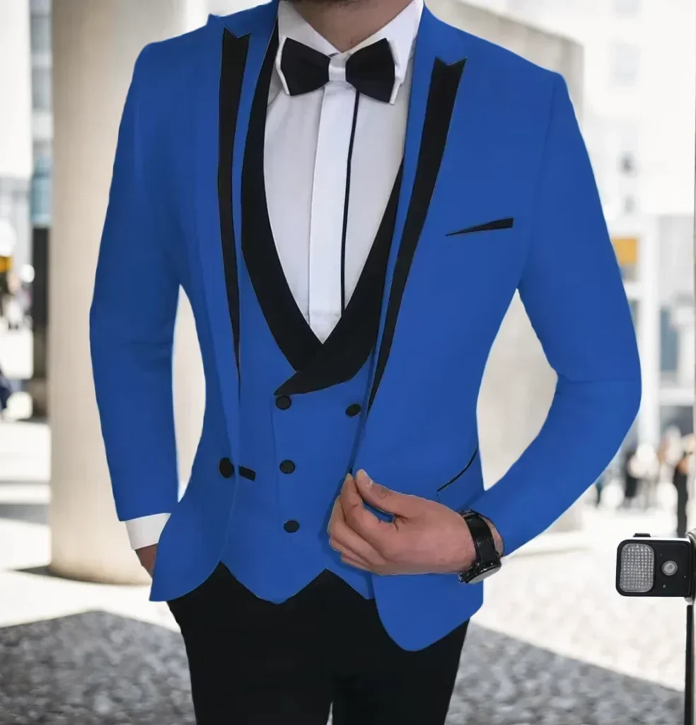 Classic Slim Fit Men's Suit Formal 3 Pieces Blazer Vest and Pants One Button Peak Lapel Wedding Prom Groomsmen Business Tuxedo