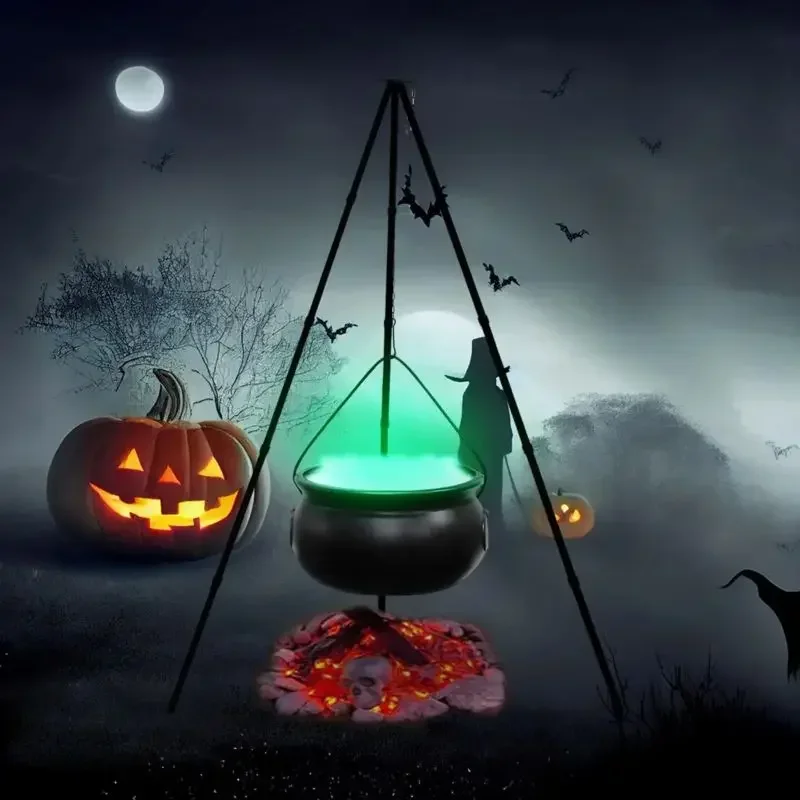 Halloween Spooky Witch Tripod Hanging Jar Decoration Mock Tripod Bonfire Witch Furnace Scary Witches Dangle Magic Furnaces