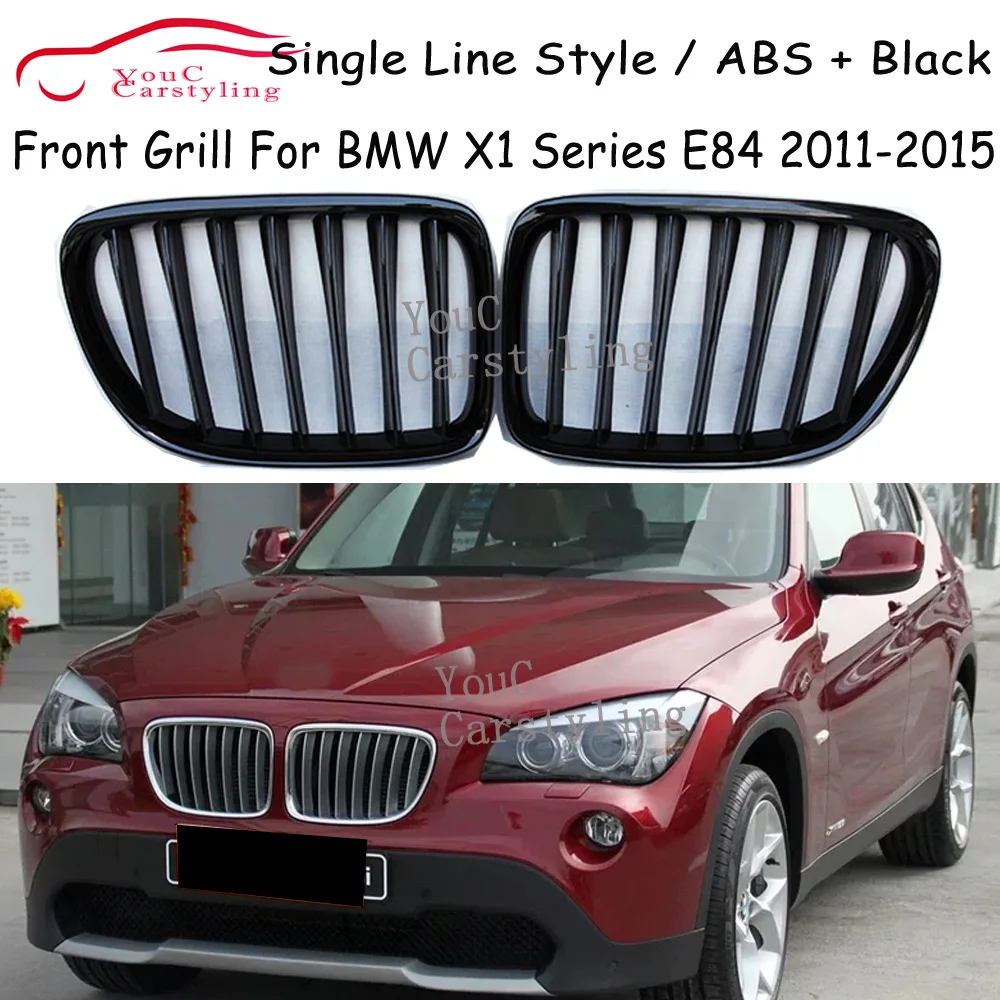 

E84 Передняя решетка капота, сетка для почек для BMW X1 серии E84 2011-2015, гоночные решетки, фортепиано, черный цвет, цвет M