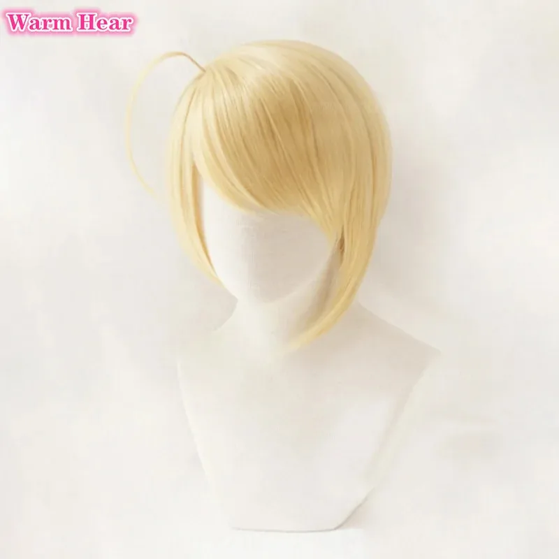 أنيمي Hotori Tadase تأثيري الملوك كرسي قصير الذهبي الأصفر مقاومة للحرارة الاصطناعية خصلات الشعر المستعار + غطاء شعر مستعار