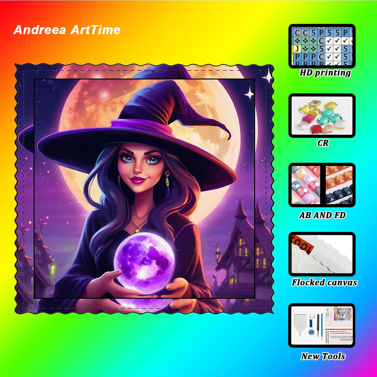 

【Andreea ArtTime】Фиолетовый хрустальный шар ведьмы со стразами и кристаллами AB Rhinestone FD Rhinestone Perfect Resin Diamond