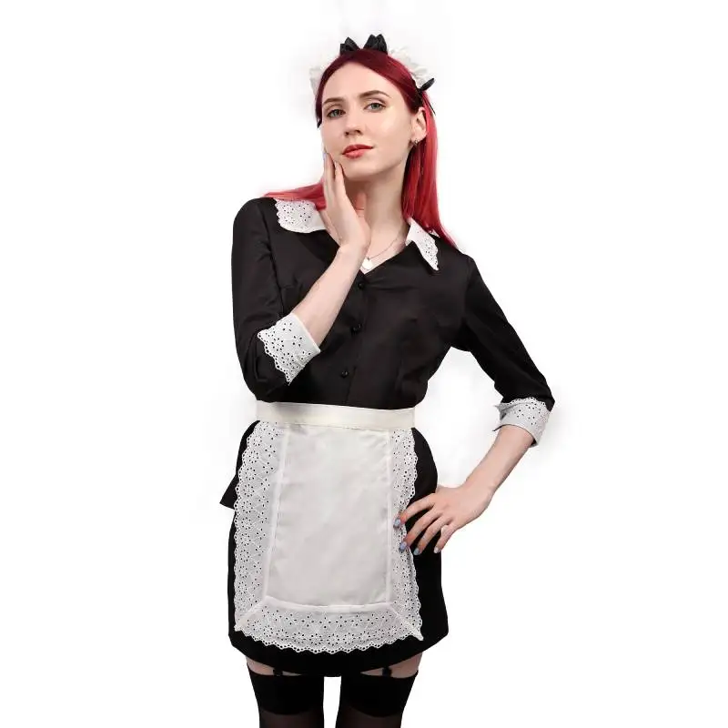 DAZCOS-Moira O'Hara Cosplay Costume pour femme, robe tablier de femme de chambre française, chemise et jupe sexy avec tablier, tenues d'Halloween