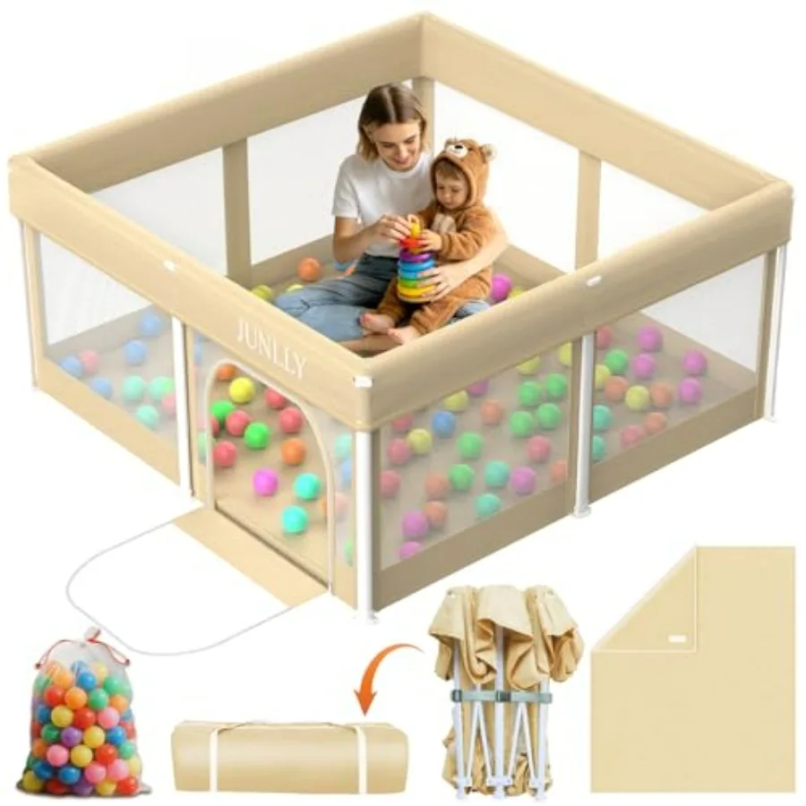 

Складной манеж для младенцев и малышей - манеж 50x50 дюймов с ковриком - складной игровой манеж с сумкой для хранения для использования в помещении и на улице