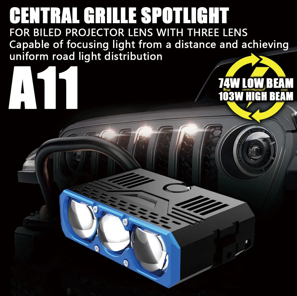 

Custom A11 automotive LED laser grid light 210W high-power high and low beam IP68 waterproof decoding car light