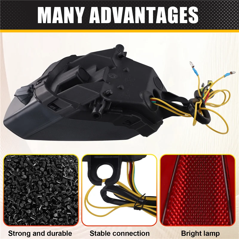 الضوء الخلفي للدراجات النارية الفرامل الخلفية بدوره إشارة المتكاملة الذيل ضوء لسوزوكي GSXR1000 GSXR1000R 2017-2024 نماذج الأسود #5