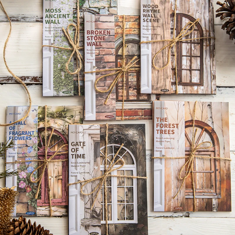 السيد ورقة 63 قطعة/الحقيبة ورق الكرافت الأبيض المواد المجوفة ورقة المناظر الطبيعية سلسلة كتاب كتيب الكولاج الديكور البطاقات #5