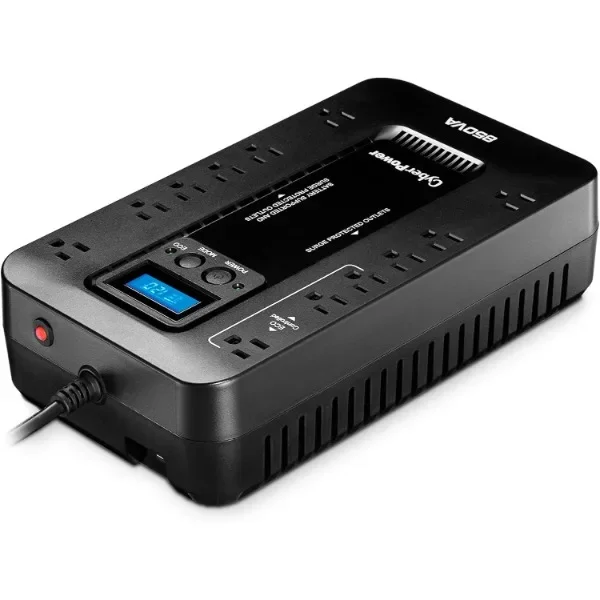 EC850LCD Ecologic Battery Backup & Surge Protector UPS System, 850VA/510W, 12 Outlets, ECO Mode