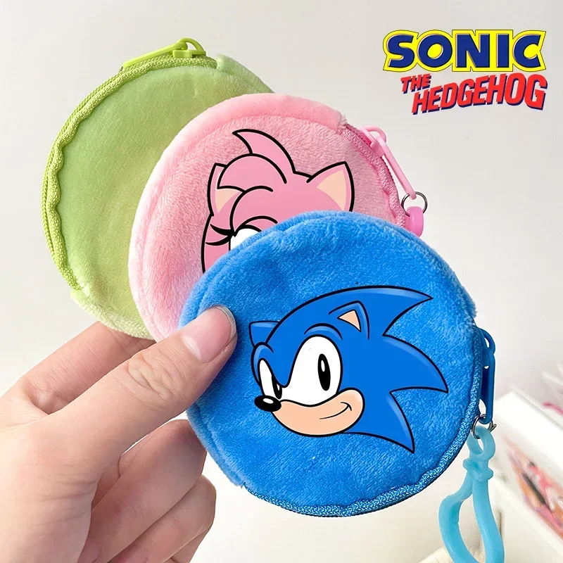 Sonics Purse Cute Cartoon Anime Printed Zipper Wallet Candy Color Fashion Casual Soft Mini Headphones Pouch Birthday Party Gift