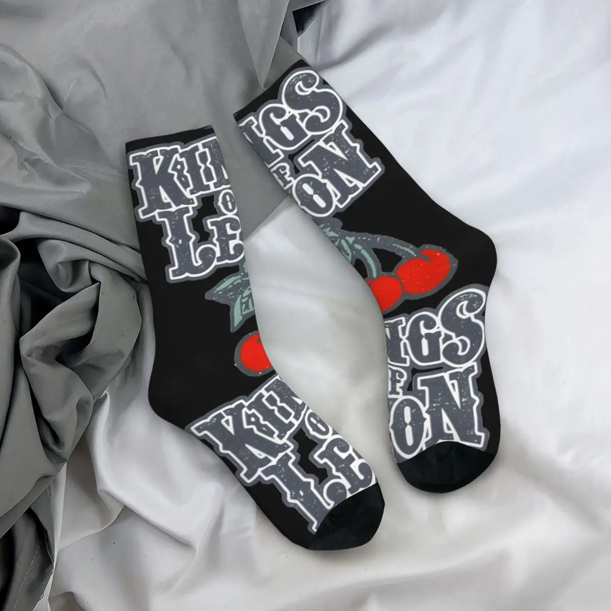 Chaussettes de compression drôles en elin pour hommes, motif de musique amusant, Hip Hop, Harajuku, rois de léons, chaussettes d'équipage imprimées pour garçons, qualité heureuse