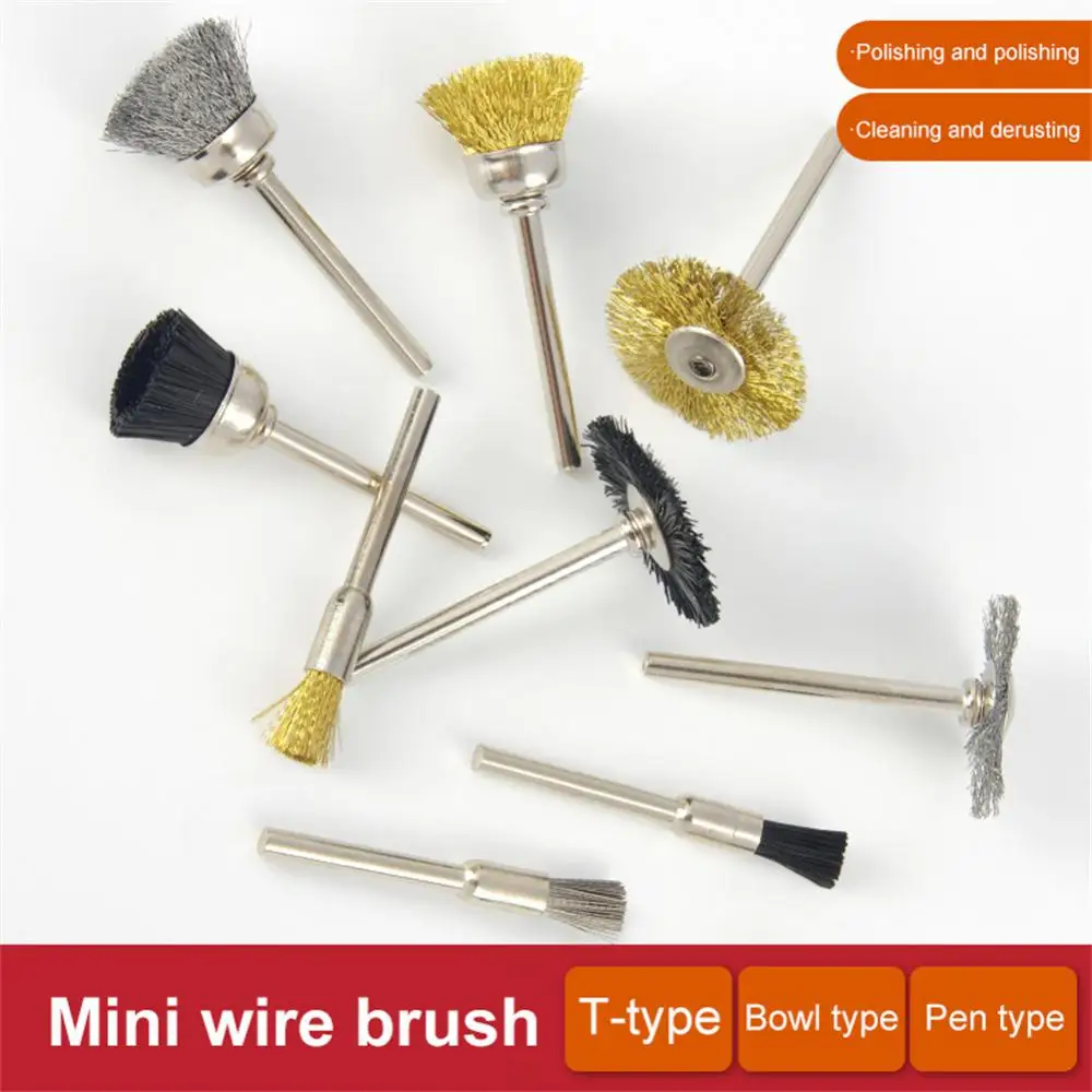 1~5PCS 3.0mm Shank Wire Brush Brass Wire Polishing Brush for Dremel Rotary Tool Metal Polishing Tool