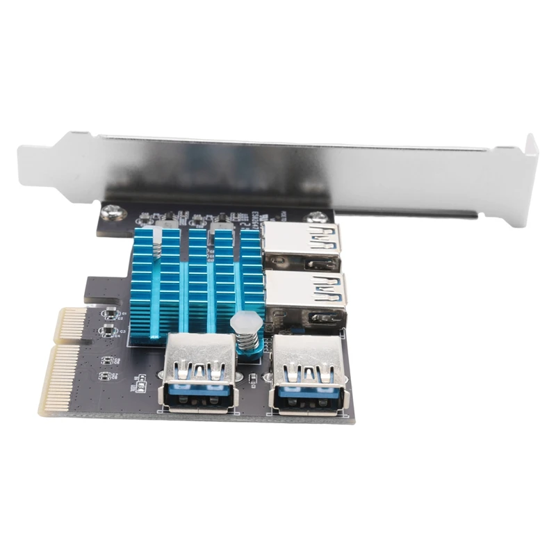 

PCIE 1 To 4 Extender PCI-E To PCI-E Adapter 1 Turn 4 PCI-Express Slot 4X To 1X USB 3.0 Riser Multiplier Card Converter